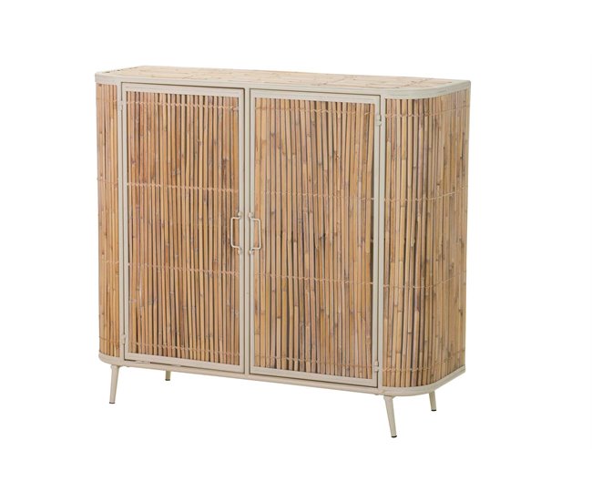 Conforama Aparador Metal Bambu Beige Marron 100x34x91 cm