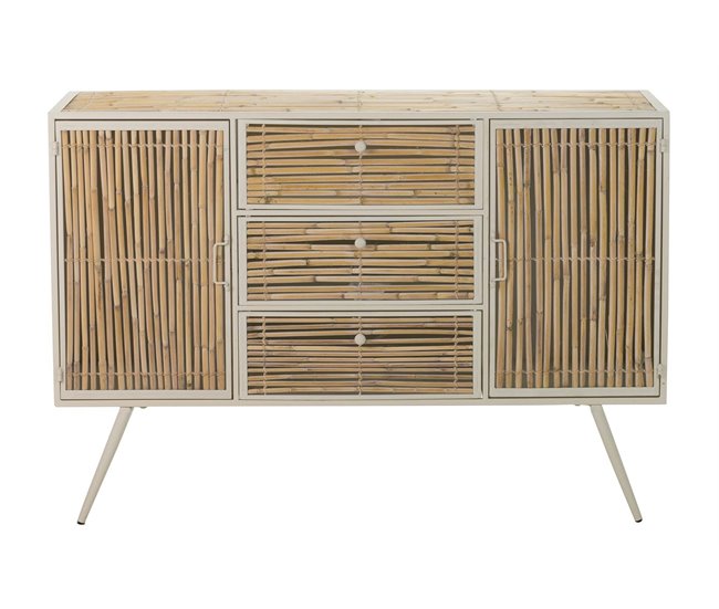 Conforama Aparador Metal Bambu Beige Marron 120x41x82 Cm