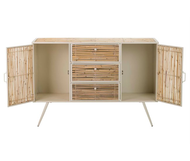 Conforama Aparador Metal Bambu Beige Marron 120x41x82 Cm