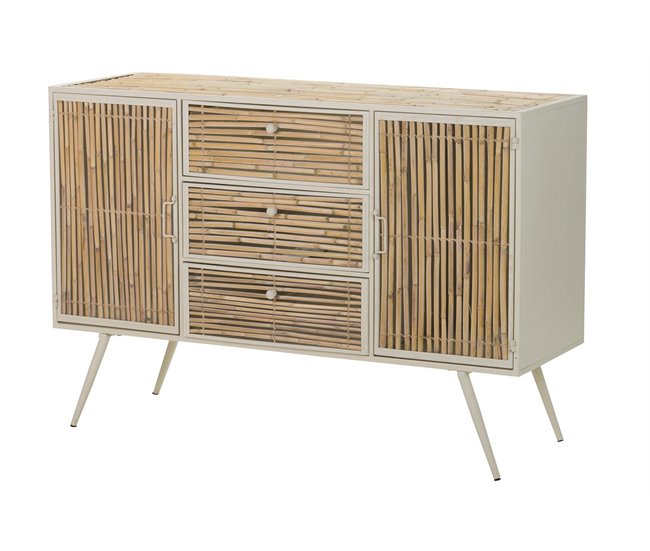 Conforama Aparador Metal Bambu Beige Marron 120x41x82 Cm
