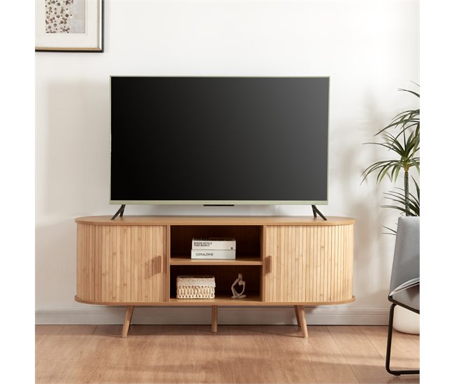 Conforama Aparador Nordkapp Con 2 Puertas MDF Bambú 140x40x56cm - Natural [en.casa]