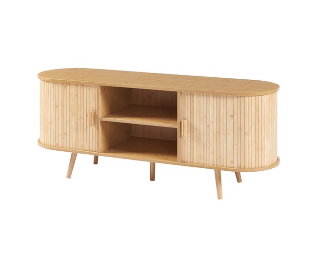 Conforama Aparador Nordkapp con 2 puertas MDF bambú 140x40x56cm - Natural [en.casa]