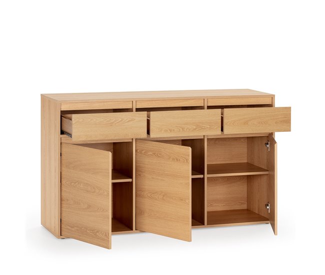 Conforama Aparador Tori 3 Puertas 3 Cajones Color Roble 140 Cm