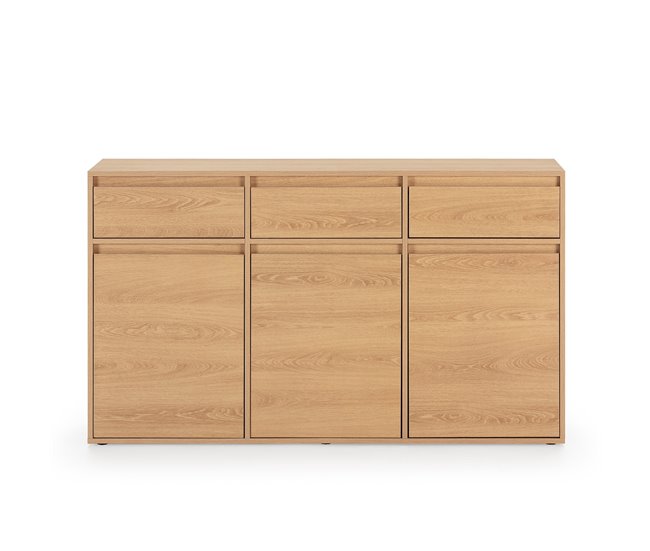 Conforama Aparador Tori 3 Puertas 3 Cajones Color Roble 140 Cm