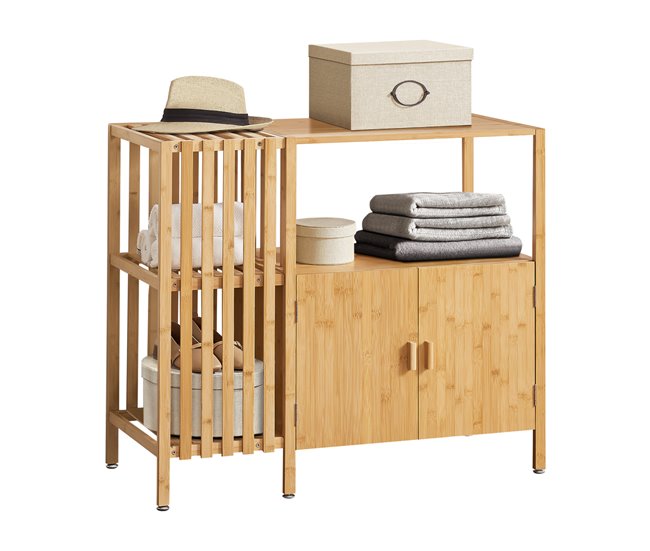 Conforama Aparador Varanger con 2 puertas bambú 94x40x80 cm - Natural [en.casa]