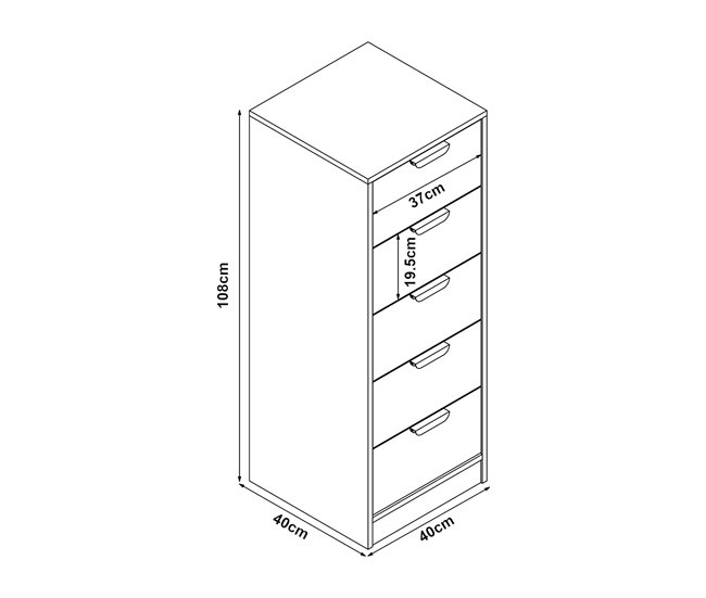 Conforama Aparador Varkaus Con 5 Cajones MDF 108x40x40 Cm - Roble [en.casa]