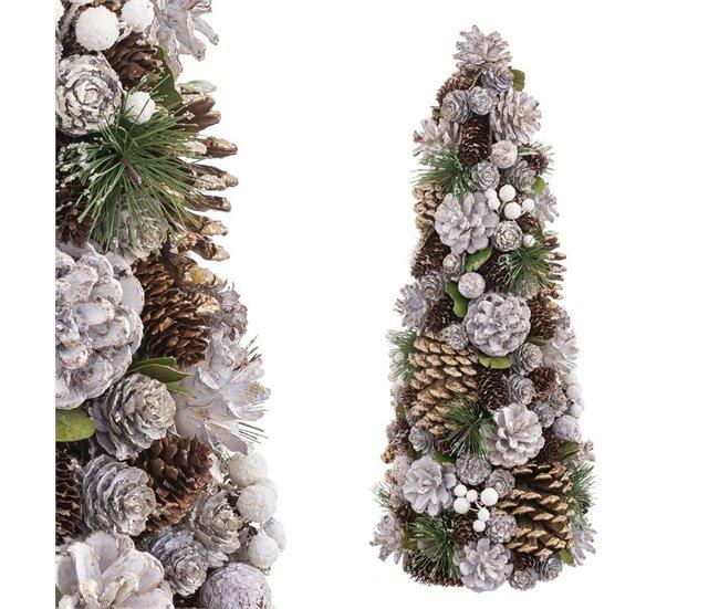Conforama Árbol De Navidad Blanco Dorado Plástico Foam Piñas 19 X 19 X 48 5 Cm
