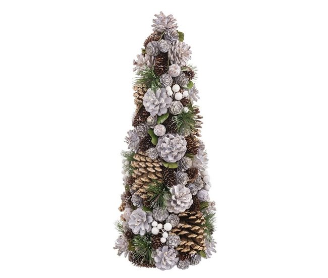 Conforama Árbol de Navidad Blanco Dorado Plástico Foam Piñas 19 x 19 x 48 5 cm