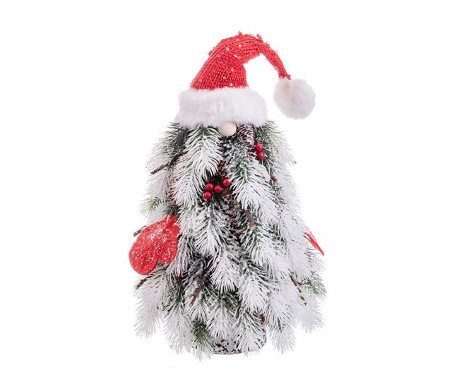 Conforama Árbol de Navidad Blanco Rojo Verde Plástico Polyfoam Tejido 21 x 21 x 45 cm