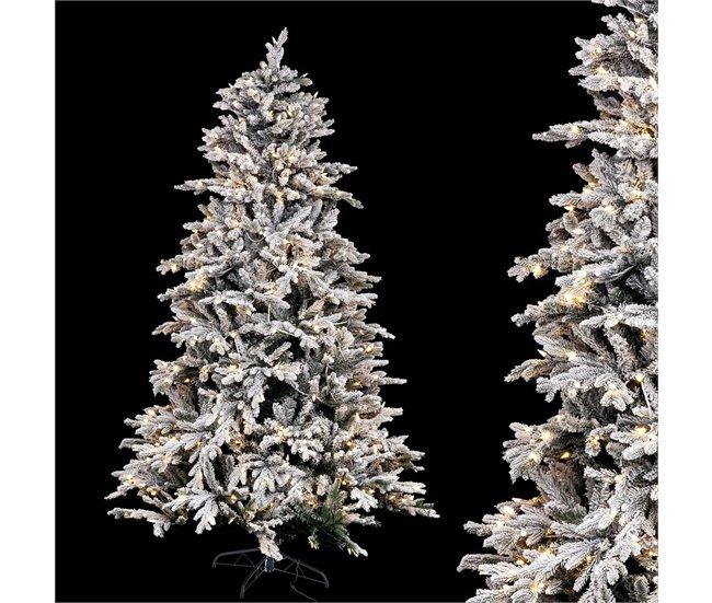 Conforama Árbol De Navidad Blanco Verde PVC Metal Polietileno Nevado 210 Cm