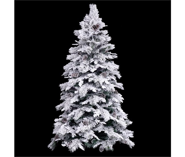 Conforama Árbol De Navidad Blanco Verde PVC Metal Polietileno Nevado 240 Cm