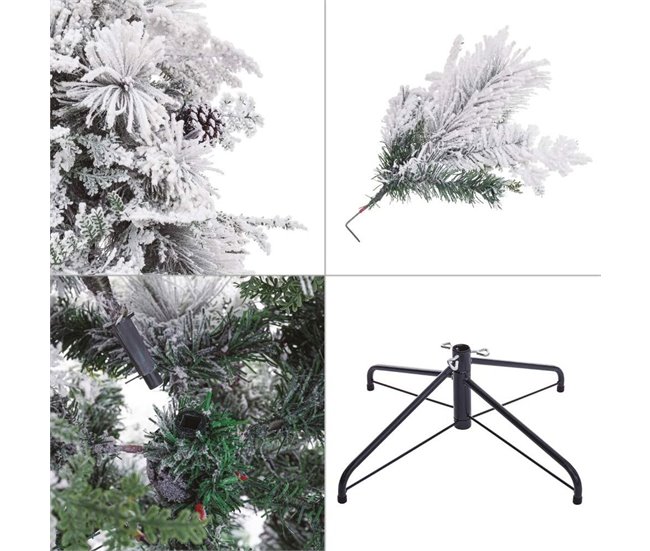 Conforama Árbol De Navidad Blanco Verde PVC Metal Polietileno Nevado 240 Cm