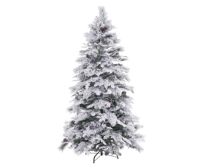 Conforama Árbol de Navidad Blanco Verde PVC Metal Polietileno Nevado 240 cm