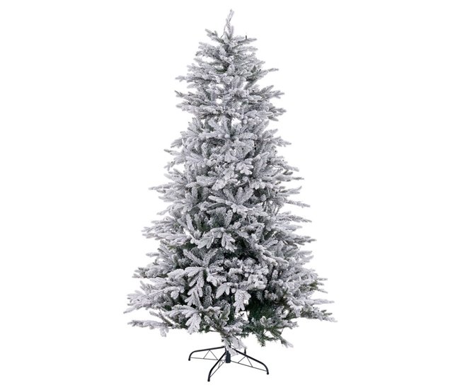 Conforama Árbol de Navidad Blanco Verde PVC Metal Polietileno Nevado 210 cm