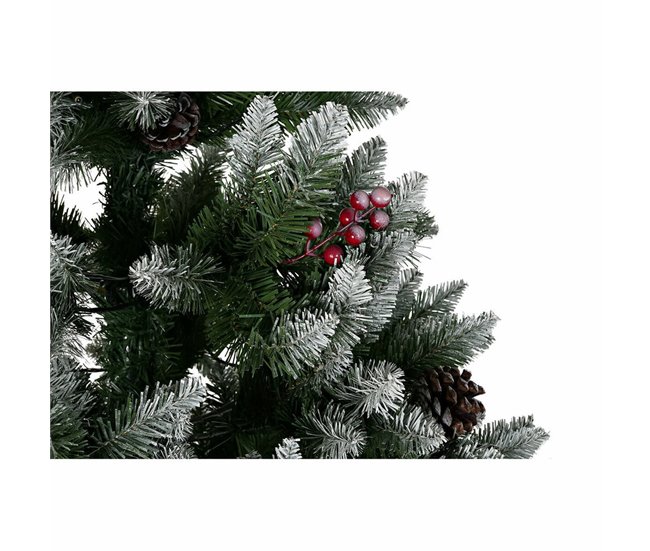 Conforama Árbol De Navidad DKD Home Decor Blanco Rojo Verde PVC Piñas Nevado 125 X 125 X 210 Cm