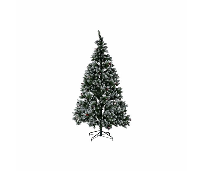 Conforama Árbol de Navidad DKD Home Decor Blanco Rojo Verde PVC Piñas Nevado 125 x 125 x 210 cm
