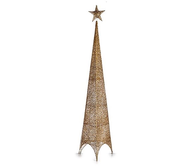 Conforama Árbol De Navidad Estrella Torre Dorado Metal Plástico 34 X 154 X 34 Cm (6 Unidades)