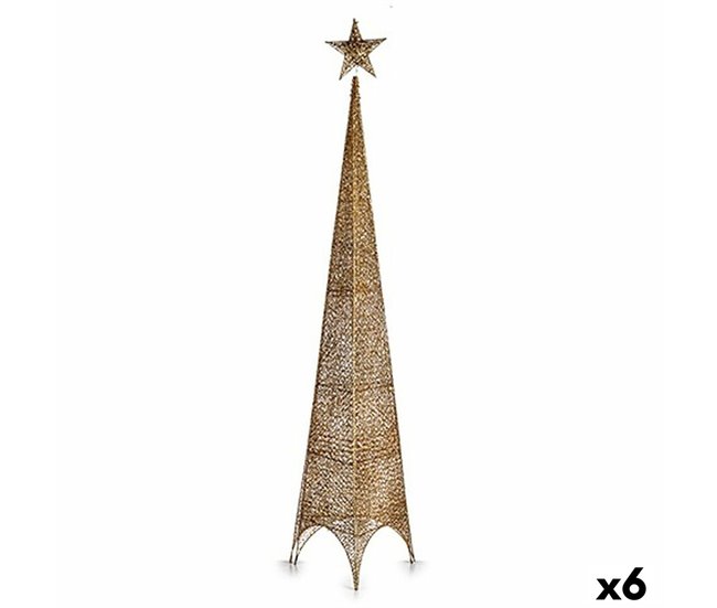 Conforama Árbol de Navidad Estrella Torre Dorado Metal Plástico 34 x 154 x 34 cm (6 Unidades)