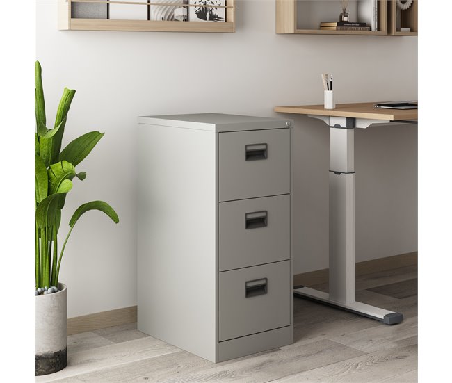 Conforama Archivador Rääkkylä Con 3 Cajones Acero 103x45x62 Cm - Gris [en.casa]