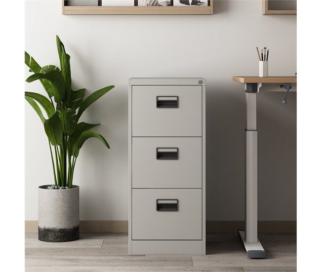 Conforama Archivador Rääkkylä Con 3 Cajones Acero 103x45x62 Cm - Gris [en.casa]