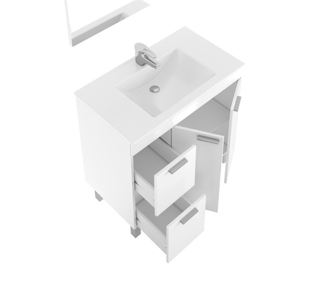 Conforama ARKITMOBEL Aktiva Mueble Lavabo 2P+2C + Espejo // Lavabo 305920O No Incluido Blanco Brillo - 0 80 X 0 80 X 0 45 Ms