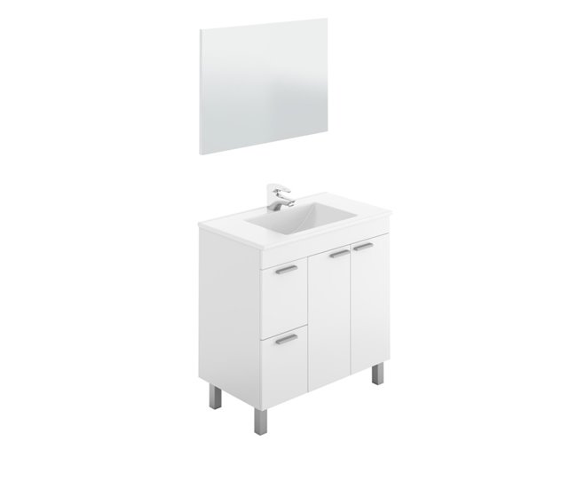 Conforama ARKITMOBEL Aktiva Mueble Lavabo 2P+2C + Espejo // Lavabo 305920O No Incluido Blanco Brillo - 0 80 X 0 80 X 0 45 Ms