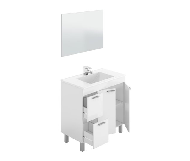 Conforama ARKITMOBEL Aktiva Mueble Lavabo 2P+2C + Espejo // Lavabo 305920O No Incluido Blanco Brillo - 0 80 X 0 80 X 0 45 Ms