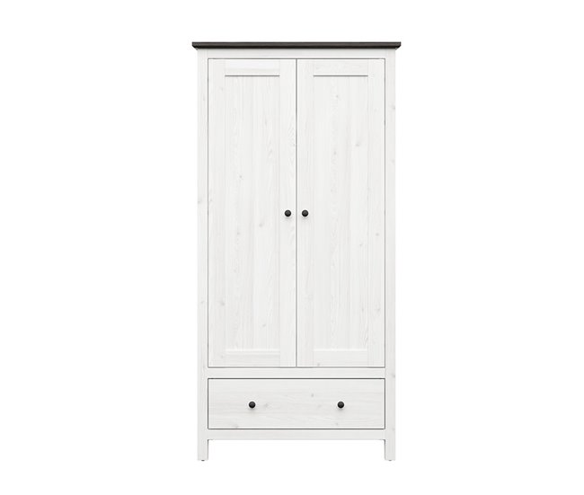 Conforama Armario 2 Puertas 1 Cajón Duck Blanco Y Madera Oscura