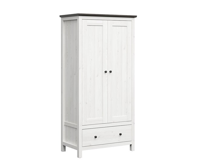 Conforama Armario 2 puertas 1 cajón Duck Blanco y Madera Oscura