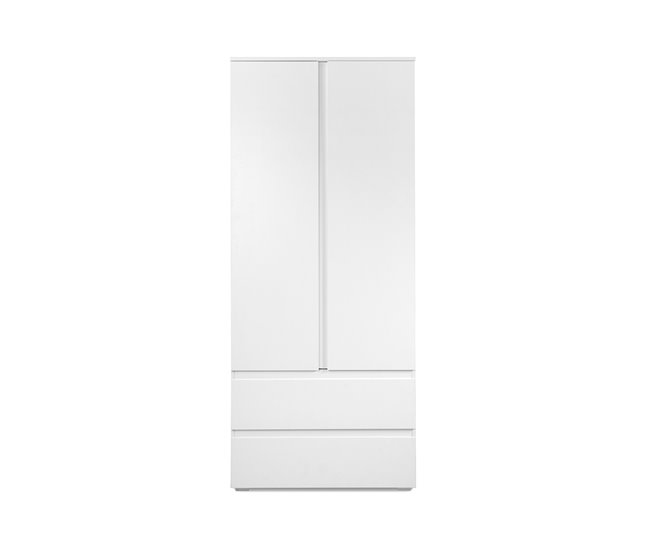 Conforama Armario 2 puertas 2 cajones blancos - 80 x 191 x 55 cm