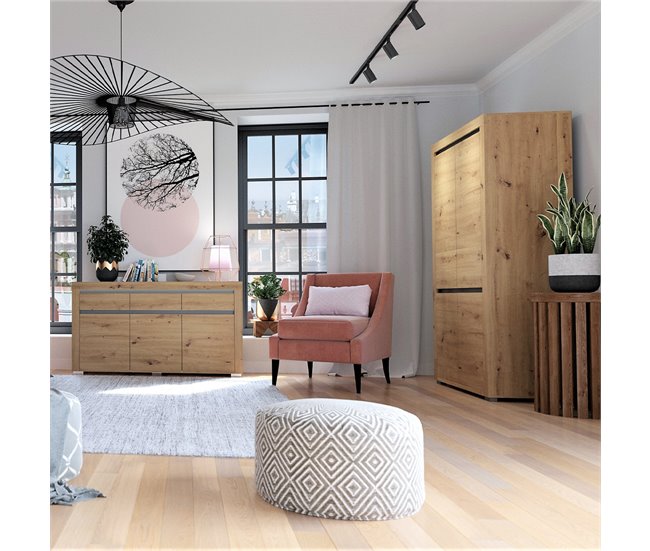 Conforama Armario 2 Puertas Con LED Kasla Madera Y Anthracita