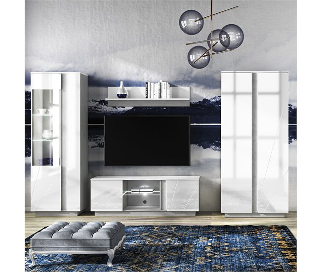 Conforama Armario 2 Puertas Con LED Orion Blanco Y Efecto Concreto