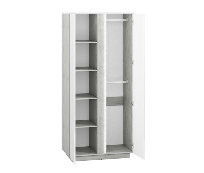 Conforama Armario 2 Puertas Con LED Orion Blanco Y Efecto Concreto
