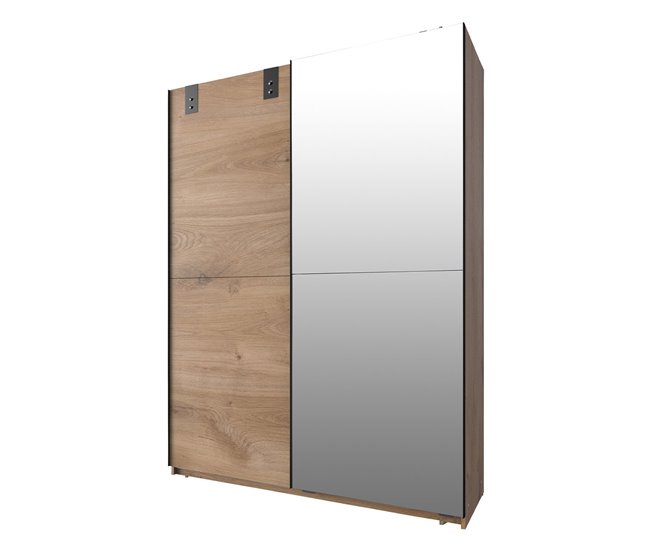 Conforama Armario 2 puertas correderas 1 puerta espejo + 1 puerta roble - L135 cm