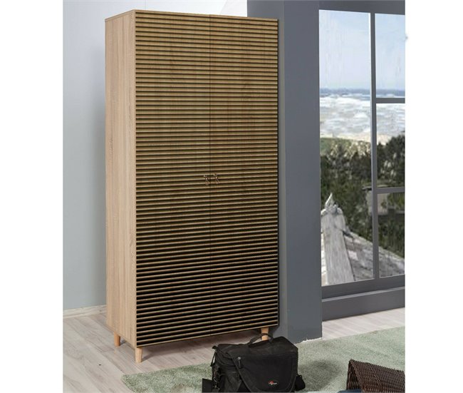Conforama Armario 2 Puertas Dfrollan Muebles De Dormitorio Vestidor Armario De Ropa 90x52h192 Cm Roble