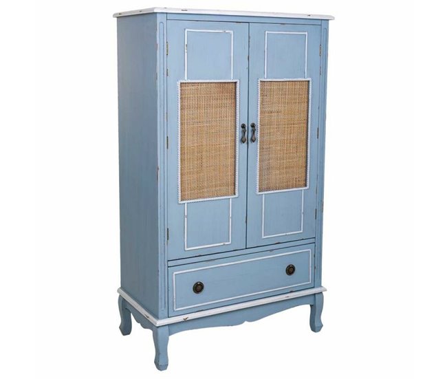 Conforama Armario Alexandra House Living Azul Ratán Madera De Abeto Madera MDF 42 X 138 X 80 Cm