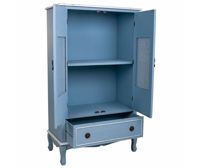 Conforama Armario Alexandra House Living Azul Ratán Madera De Abeto Madera MDF 42 X 138 X 80 Cm
