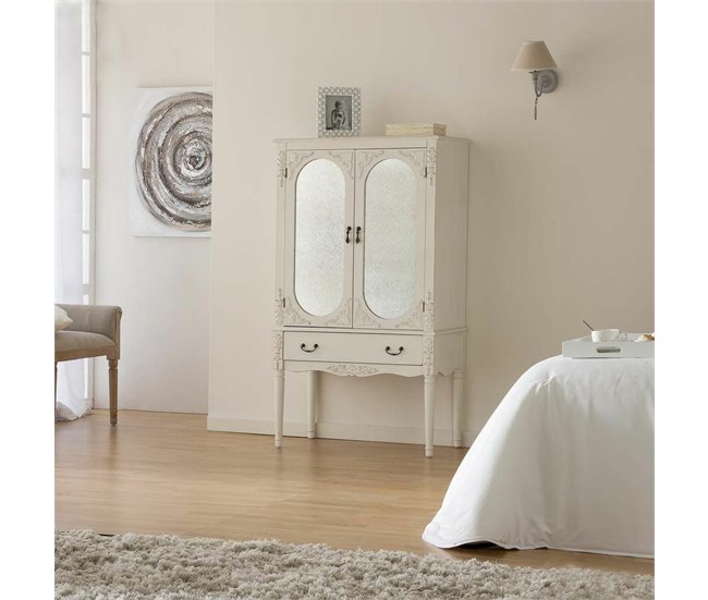 Conforama Armario Alexandra House Living Blanco Vidrio Madera De Abeto Madera MDF 12 X 140 X 80 Cm