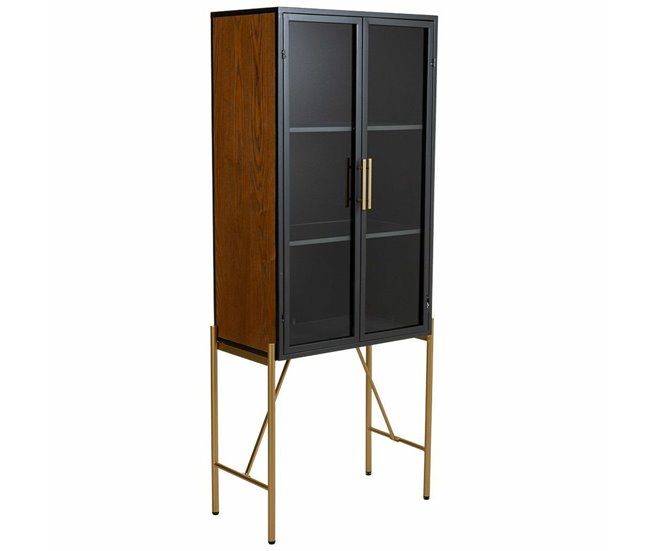 Conforama Armario Alexandra House Living Marrón Vidrio Madera de abeto Madera MDF 35 x 155 x 64 cm