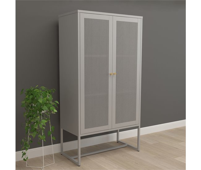 Conforama Armario Archivador Sund 2 Estantes Acero 150x80x40cm - Gris [en.casa]