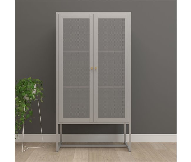 Conforama Armario Archivador Sund 2 Estantes Acero 150x80x40cm - Gris [en.casa]