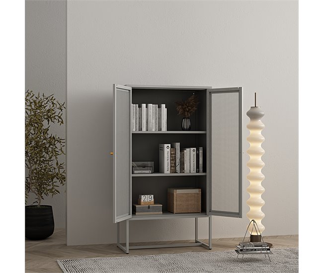Conforama Armario Archivador Sund 2 Estantes Acero 150x80x40cm - Gris [en.casa]