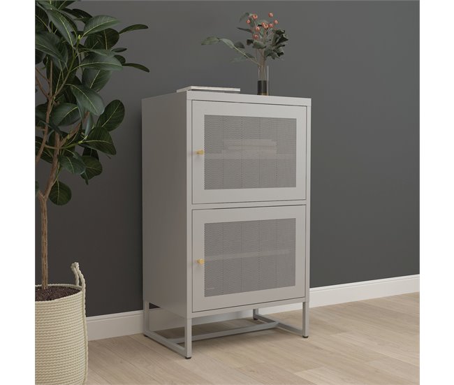 Conforama Armario Archivador Sund Acero Estantes Ajustables 101.5x60x40cm - Gris [en.casa]