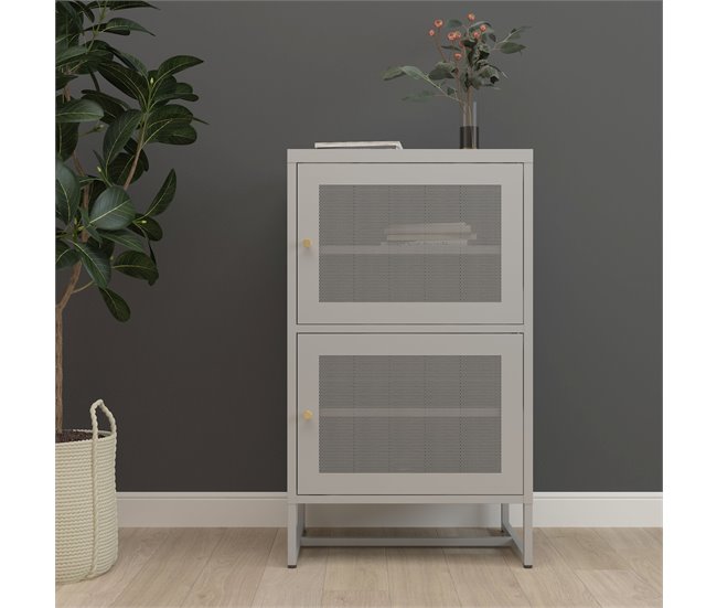 Conforama Armario Archivador Sund Acero Estantes Ajustables 101.5x60x40cm - Gris [en.casa]