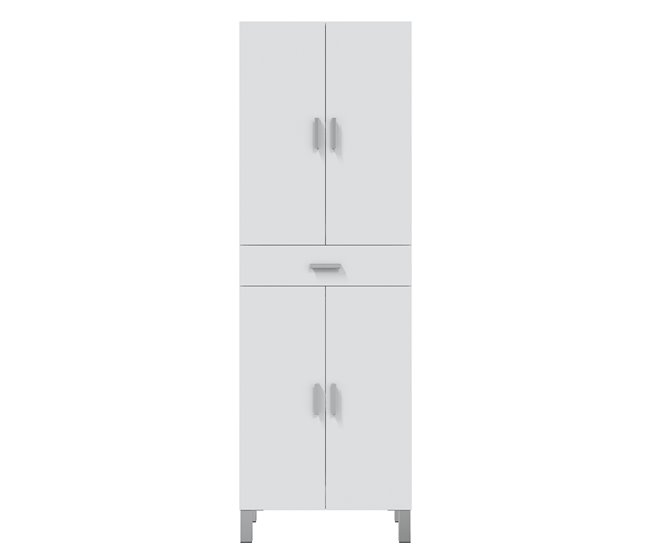 Conforama Armario Baño Alan 4 Puertas 1 Cajón Blanco Brillo 182 Cm