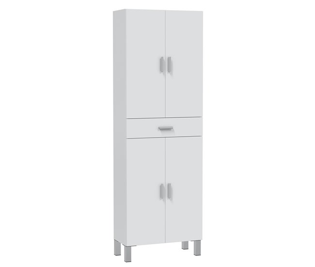 Conforama Armario baño Alan 4 puertas 1 cajón Blanco brillo 182 cm