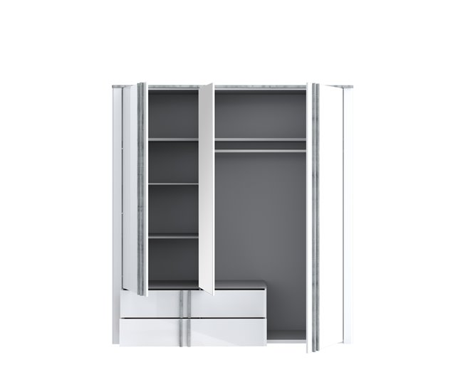 Conforama Armario BUGANVILLA Puertas Batientes Con Espejo Y Cajones 201x216cm