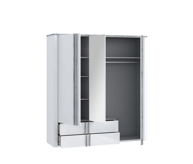 Conforama Armario BUGANVILLA Puertas Batientes Con Espejo Y Cajones 201x216cm