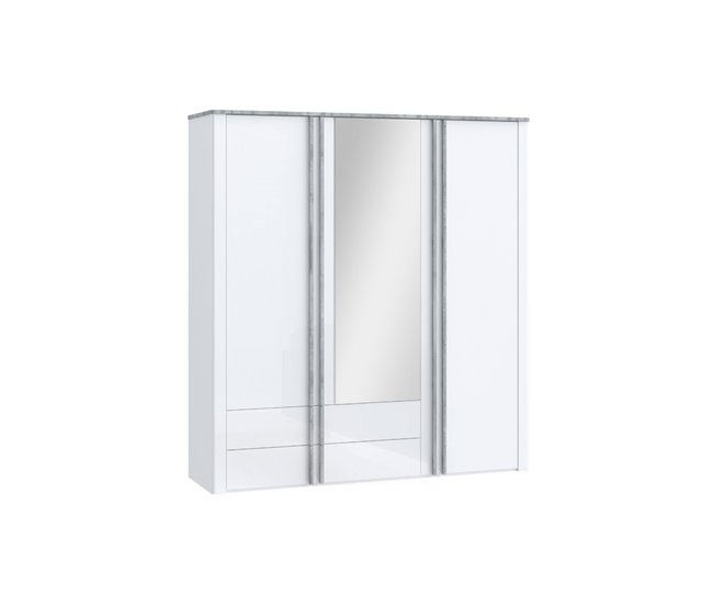 Conforama Armario BUGANVILLA puertas batientes con espejo y cajones 201x216cm