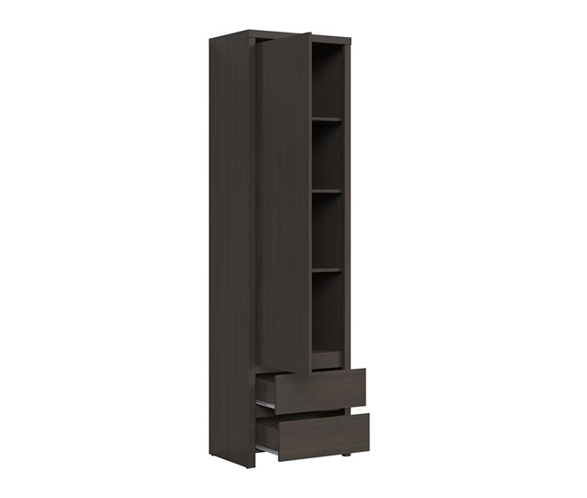 Conforama Armario Columna 1 Puerta 2 Cajones Soren Madera Wengué